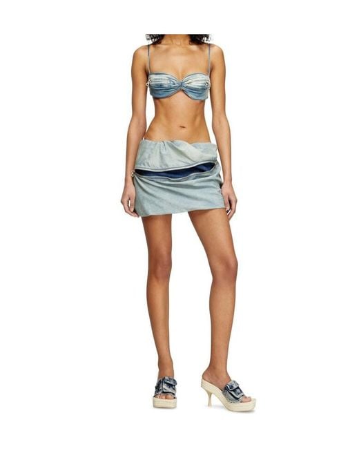 DIESEL Blue De-Clot-S1 Short Denim Skirt