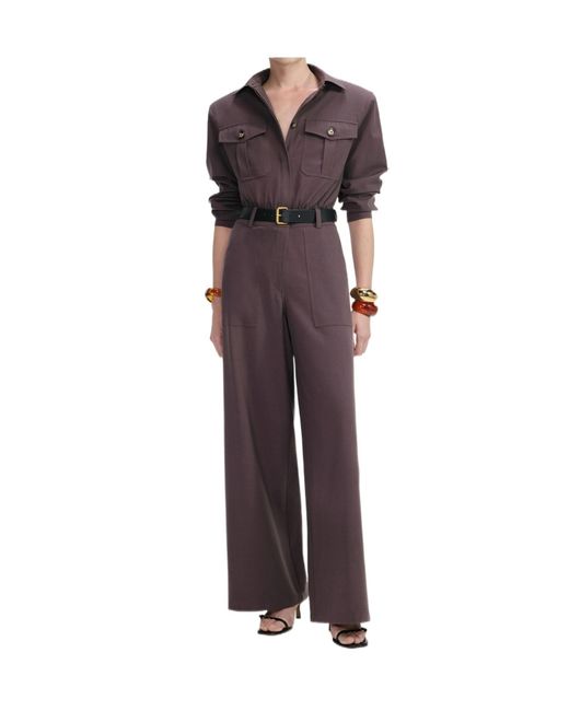 Self-Portrait Purple Belted Pocket Jumpsuit