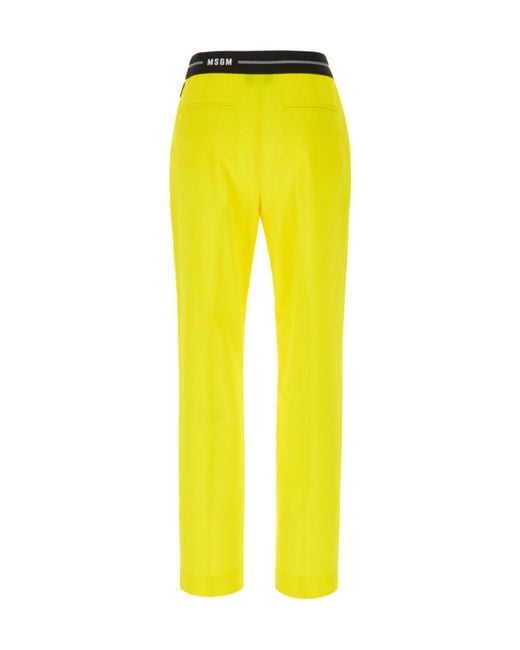 MSGM Yellow Logo Waistband Tapered Trousers