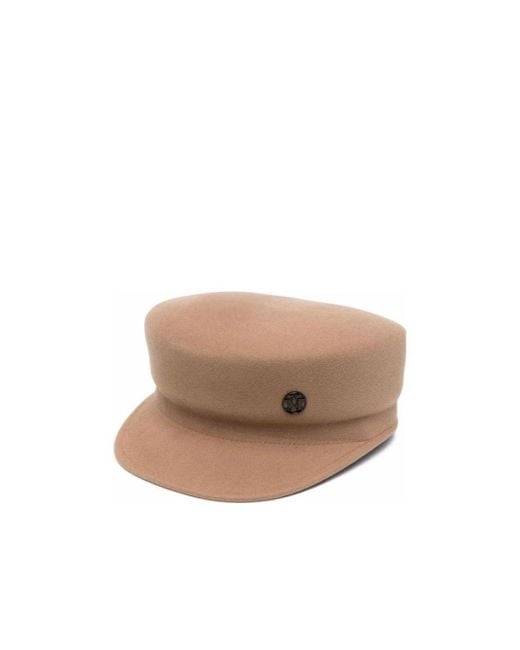 Maison Michel Brown Logo Plaque Bakerboy Cap