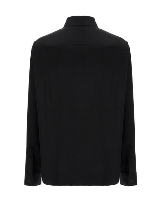 Balmain Black Logo Detailed Long Sleeved Overshirt for men