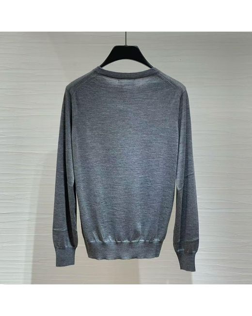 Brunello Cucinelli Blue Long-Sleeved Sweater for men