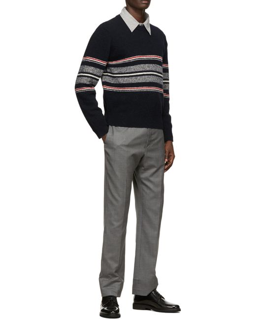 Thom Browne Gray 4-Bar Denim Shirt for men