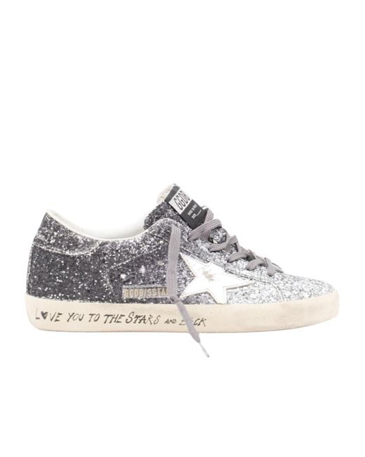 Golden Goose Deluxe Brand White Super Star Glittered Sneakers