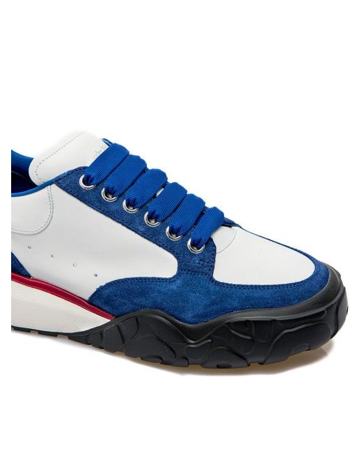 McQueen Blue Oversized Panelled Lace-Up Sneakers for men