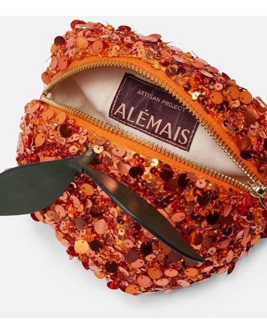 ALÉMAIS Orange Mini Sequined Crossbody Bag