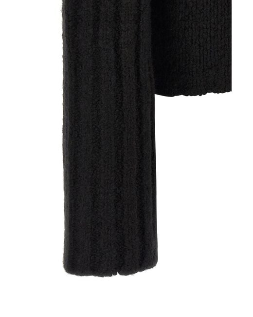 Rick Owens Black Ribbed-Knit Long-Sleeve Sweater for men