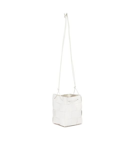 Bottega Veneta White Small Cassette Shoulder Bag
