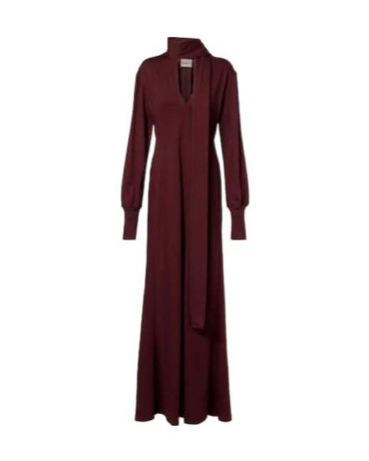 Plan C Purple Scarf-Detail Cotton Maxi Dress