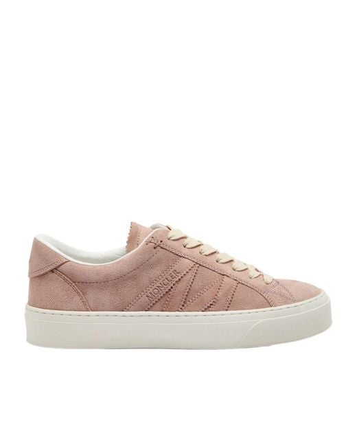 Moncler Pink Monaco 2 Panelled Suede Sneakers