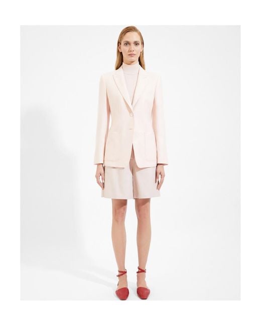 Max Mara White Single-Breasted Lapel Suit Jacket