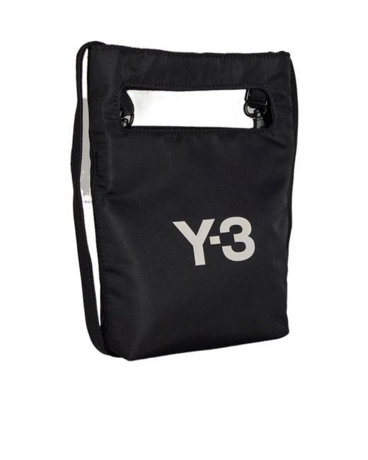 Y-3 Black Logo Printed Mini Tote Bag for men