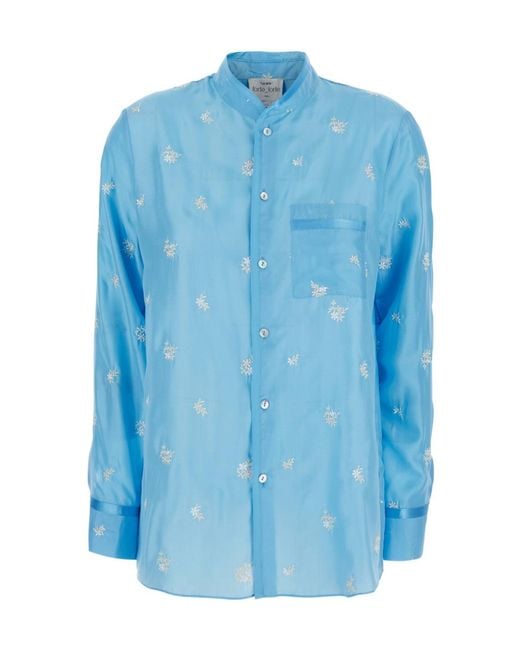 Forte_forte Blue Floral Silk Shirt