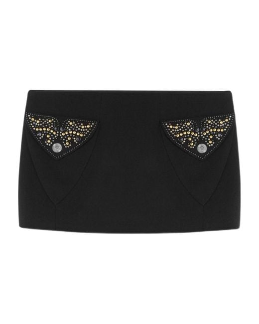 Versace Black Embellished Mini Skirt