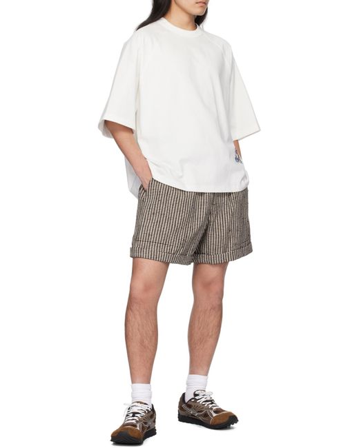 Bottega Veneta Gray Logo Detailed Checkered Shorts for men