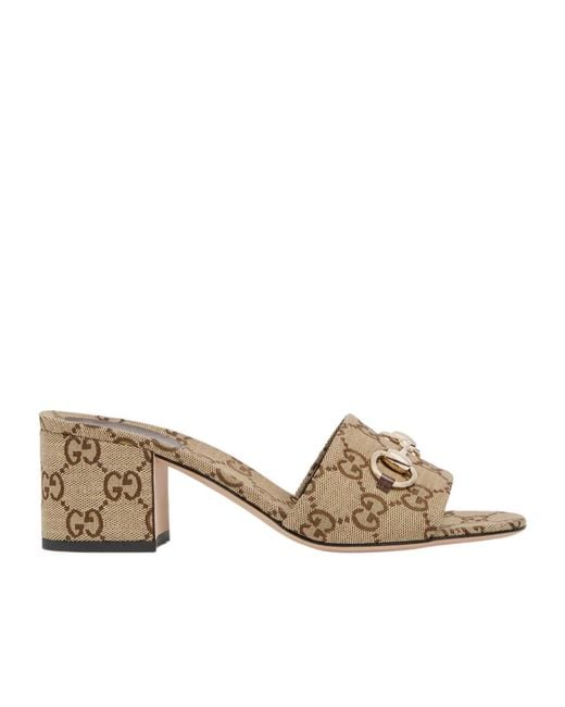 Gucci Natural Horsebit Slide Sandals