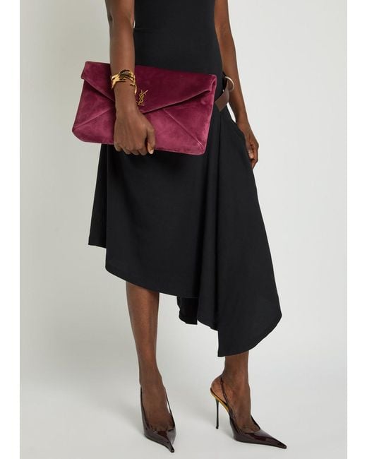 Saint Laurent Purple Suede Clutch