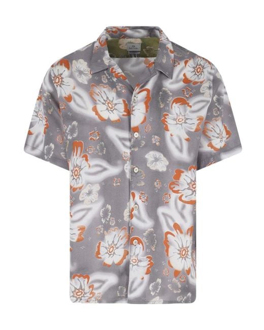 Paul Smith Gray Floral Short-Sleeve Shirt for men