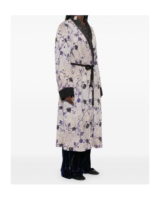 Forte_forte Gray Floral-Print Belted Coat