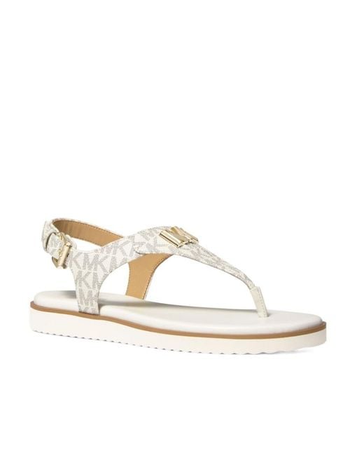 Michael Kors White Jilly Logo-Plaque Sandals