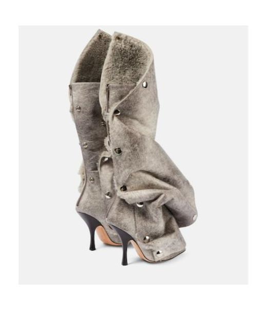 Y. Project White Snap Faux Leather Knee-High Boots