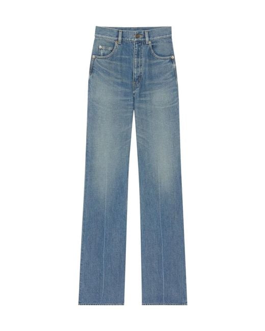 Saint Laurent Blue 70's High Waist Straight Leg Jeans
