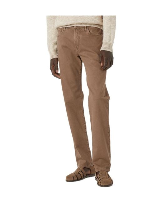 Loro Piana Brown Logo Patch Straight-Leg Trousers for men