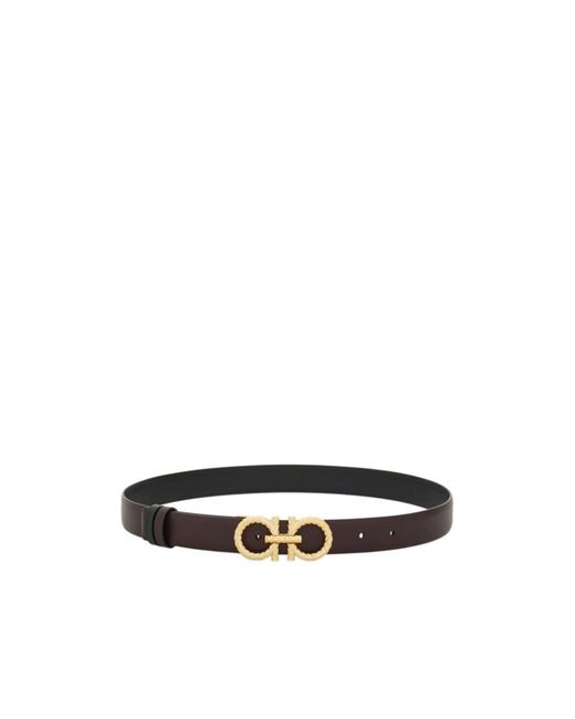 Ferragamo White Gancini-Buckle Leather Belt