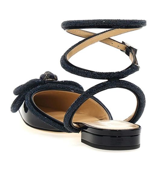 Mach & Mach White Mach Mach Double Bow Pointed Toe Ballerina Shoes