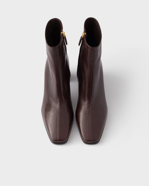 Prada Brown Leather Booties