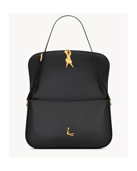 Saint Laurent Black Solferino Foldover Top Large Shoulder Bag