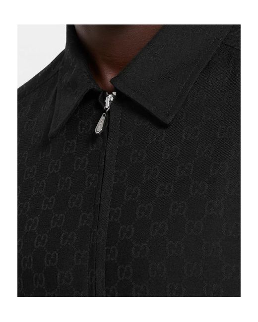Gucci Black Gg Wool Zip Jacket for men