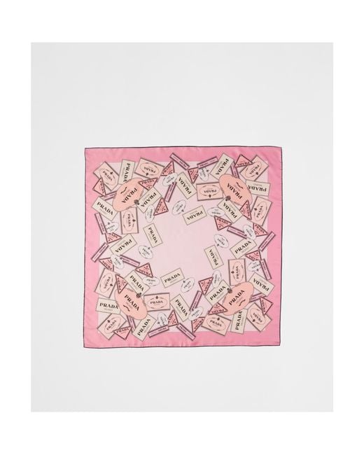 Prada Pink Logo Print Scarf