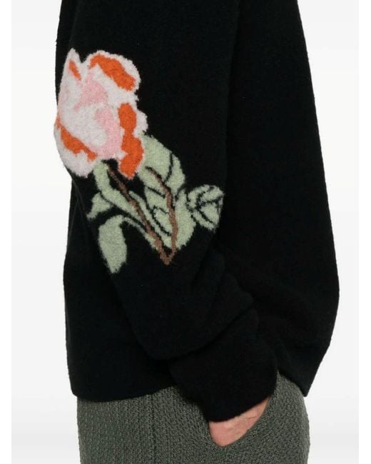 Nanushka Black Rose-Embellished Wool Sweater