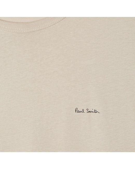 Paul Smith White Logo Crew Neck T-Shirt for men