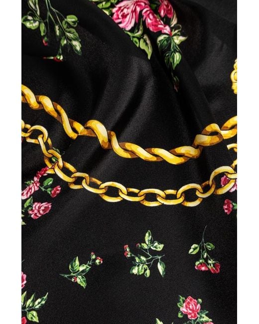 Dolce & Gabbana Black Chain Print Floral Scarf