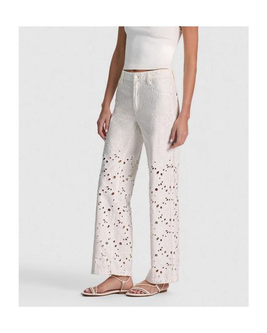 Alice + Olivia Gray Chic Laser-Cut Straight-Leg Jeans