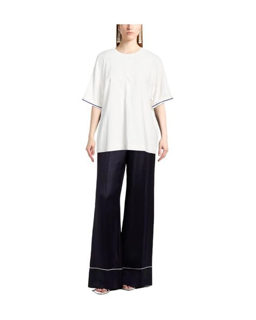 Burberry White Simple Solid-Color T-Shirt