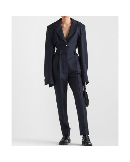 Prada Blue Pleated Tailored Trousers