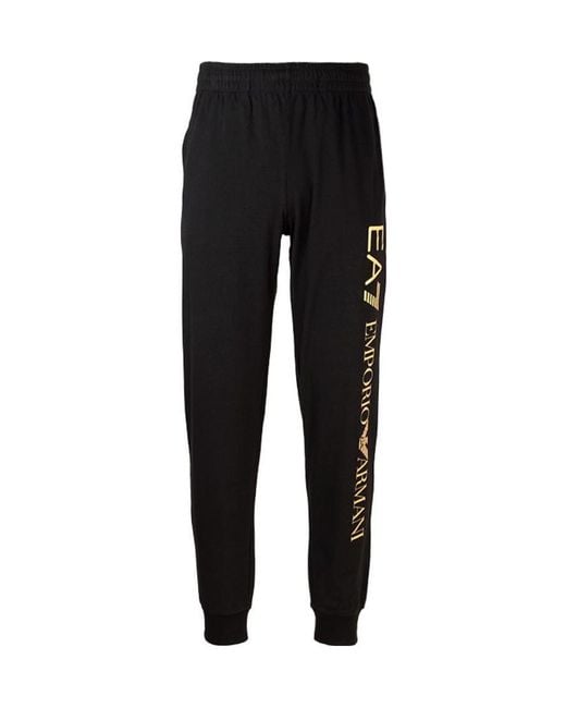 EA7 Black Logo Pattern Sweatpants for men