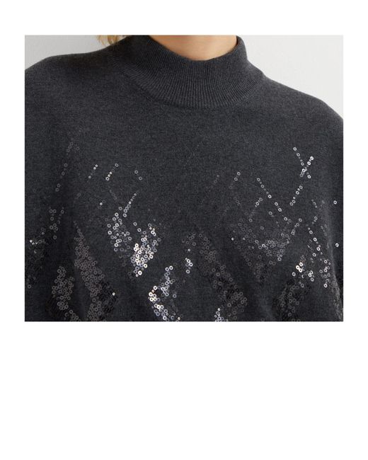Brunello Cucinelli Black Sequin-Embellished Midi Dress