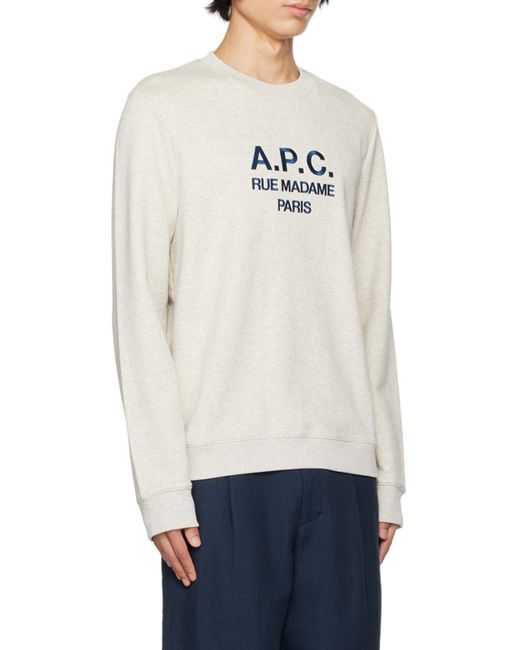 A.P.C. Gray Logo Printed Crewneck Sweatshirt for men