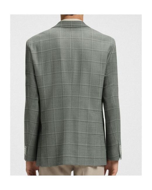 Boss Gray Checked Patch-Pocket Blazer for men