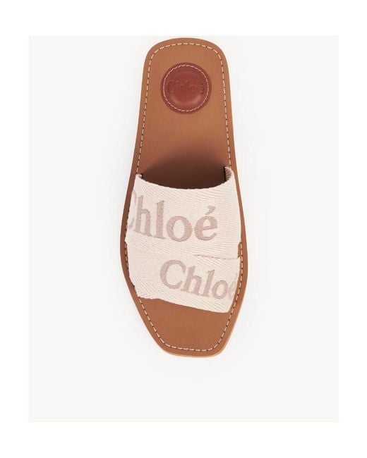 Chloé White Chloé Woody Logo Embroidered Sandals