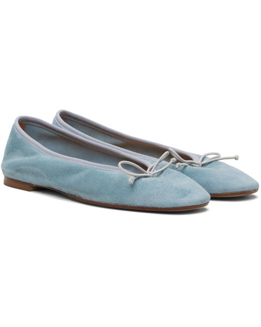Aeyde Blue Bow Detailed Slip-On Flats