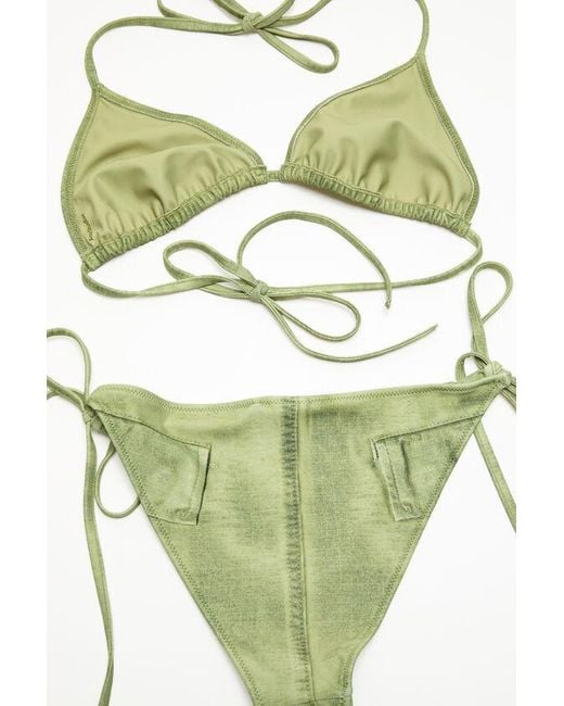 Acne Green Trompe L'Oeil-Print Bikini