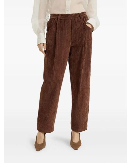 Brunello Cucinelli Purple Elastic Waist Corduroy Pants