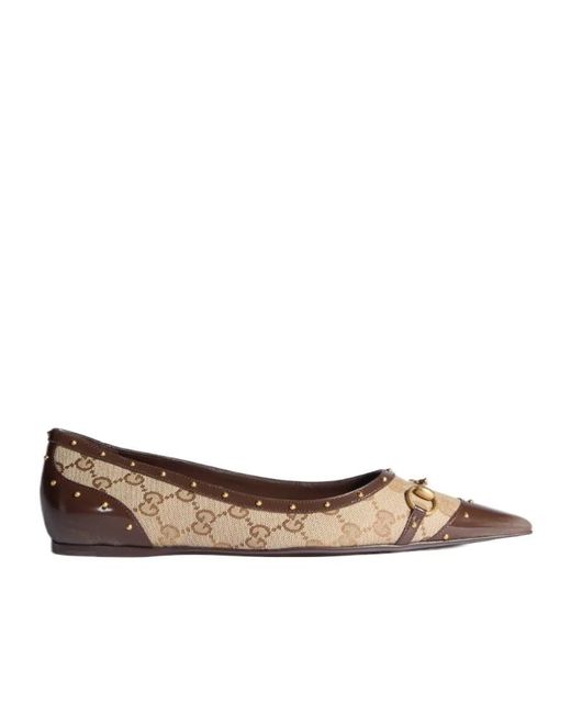 Gucci Brown Savoy Ballerina Shoes