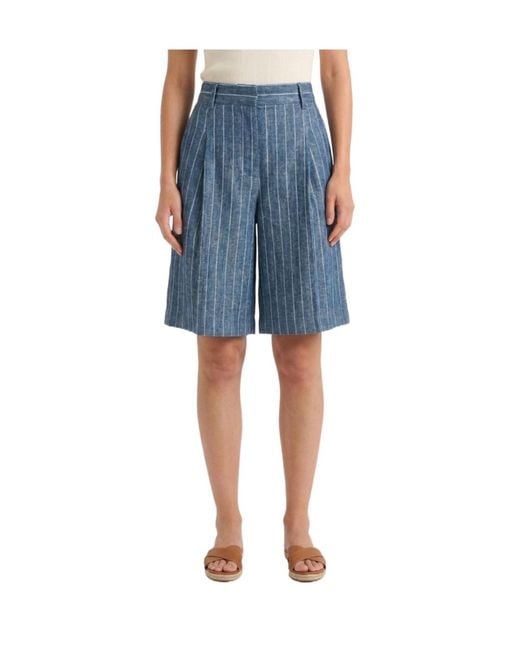 ERMANNO FIRENZE Blue Pinstriped Bermuda Pants