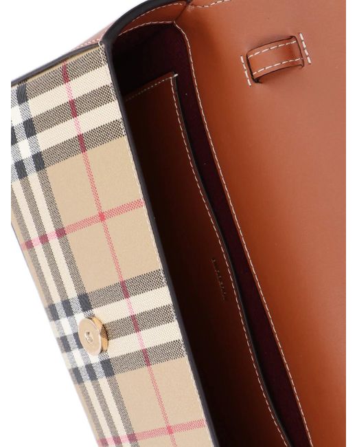 Burberry Brown Checked Foldover-Top Shoulder Bag